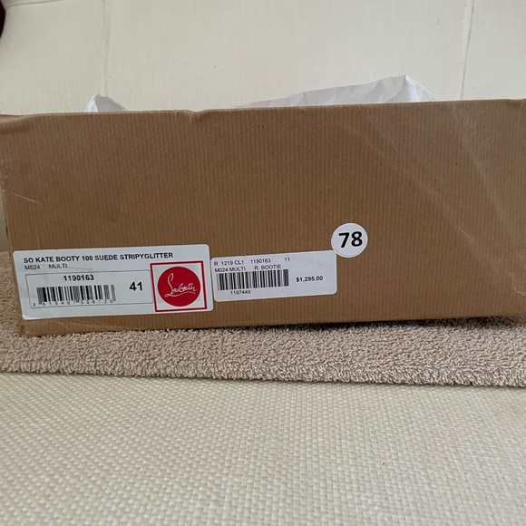 CHRISTIAN LOUBOUTIN SO KATE BOOTY 100 SUEDE STRIPY GLITTER - Picture 9 of 10